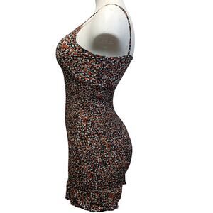 Blush BJ Small Floral Smocked Cami Mini Dress Rust Orange Black Blue